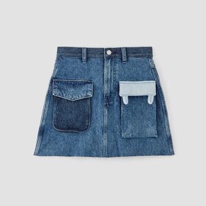 Everlane Blue Mini A-Line Skirt with Cargo Style
